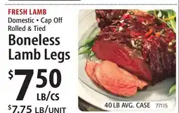 Restaurant Depot FRESH LAMB Domestic • Cap Off Rolled & Tied Boneless Lamb Legs offer