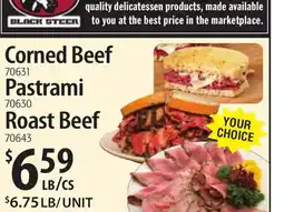 Restaurant Depot BLACK STEER Corned Beef 70631 Pastrami 70630 Roast Beef 70643 offer