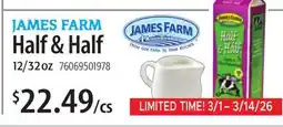 Restaurant Depot JAMES FARM Half & Half offer