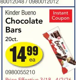 Restaurant Depot Kinder Bueno Chocolate Bars offer