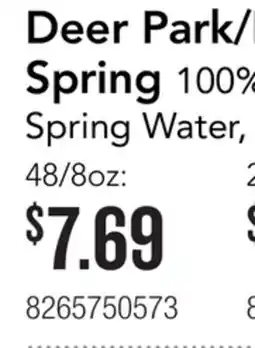 Restaurant Depot Deer Park/Vernal Spring 100% Spring Water offer