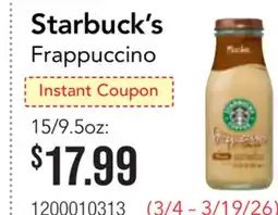 Restaurant Depot Starbuck's Frappuccino offer