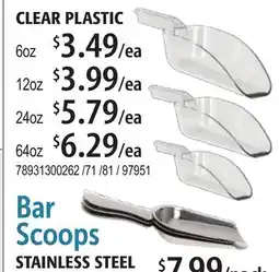 Restaurant Depot CLEAR PLASTIC Bar Scoops offer