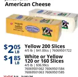 Restaurant Depot James Farm American Cheese offer
