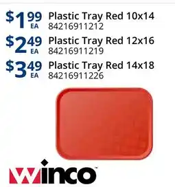 Restaurant Depot Plastic Tray Red 10x14, Plastic Tray Red 12x16, Plastic Tray Red 14x18 offer
