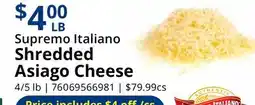 Restaurant Depot Supremo Italiano Shredded Asiago Cheese offer