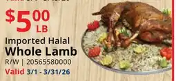 Restaurant Depot Imported Halal Whole Lamb offer