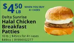 Restaurant Depot Delta Sunrise Halal Chicken Breakfast Patties offer