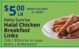 Restaurant Depot Delta Sunrise Halal Chicken Breakfast Links offer