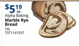 Restaurant Depot Alpha Baking Marble Rye Bread offer