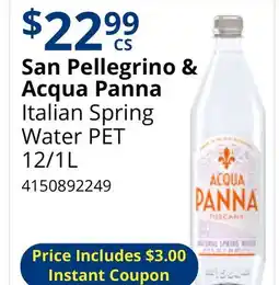 Restaurant Depot San Pellegrino & Acqua Panna Italian Spring Water PET offer