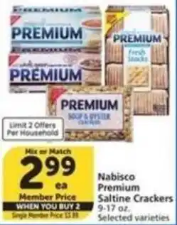 Albertsons Nabisco Premium Saltine Crackers offer