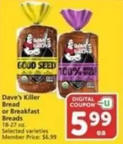 Albertsons Dave's Killer Bread or Breakfast offer
