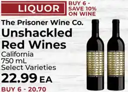 Sunset Foods The Prisoner Wine Co. Unshackled Red Wines offer