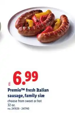 Lidl Premio fresh Italian sausage, family size offer