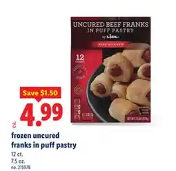 Lidl frozen uncured franks in puff pastry offer
