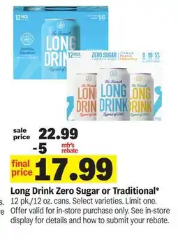 Meijer Long Drink Zero Sugar or Traditional offer