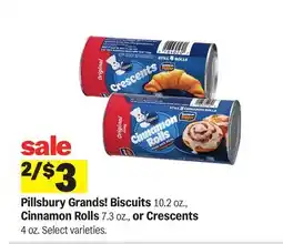 Meijer Pillsbury Grands! Biscuits 10.2 oz., Cinnamon Rolls 7.3 oz., or Crescents 4 oz offer