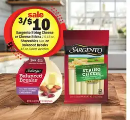 Meijer Sargento String Cheese or Cheese Sticks 7.5-12 oz., Shareables 6 oz. or Balanced Breaks 4.5 oz offer