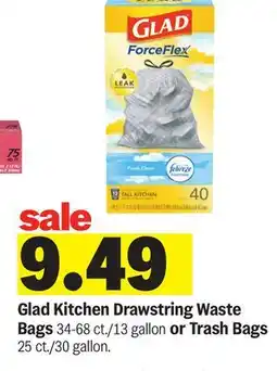 Meijer Glad Kitchen Drawstring Waste Bags 34-68 ct./13 gallon or Trash Bags 25 ct./30 gallon offer