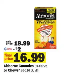 Meijer Airborne Gummies 63-132 ct. or Chews* 96-110 ct. Mfr offer