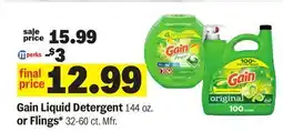 Meijer Gain Liquid Detergent 144 oz. or Flings* 32-60 ct offer