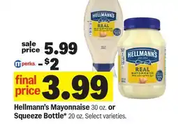 Meijer Hellmann's Mayonnaise 30 oz. or Squeeze Bottle* 20 oz offer