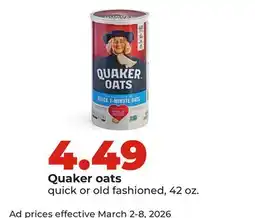 Hy-Vee Quaker oats offer