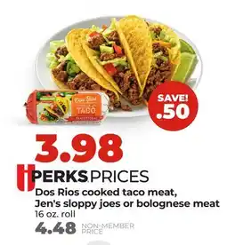 Hy-Vee Dos Rios cooked taco meat, Jen's sloppy joes or bolognese meat offer