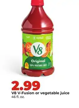 Hy-Vee V8 V-Fusion or vegetable juice offer