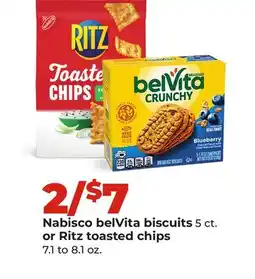Hy-Vee Nabisco belVita biscuits 5 ct. or Ritz toasted chips 7.1 to 8.1 oz offer