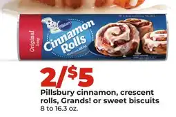 Hy-Vee Pillsbury cinnamon, crescent rolls, Grands! or sweet biscuits offer