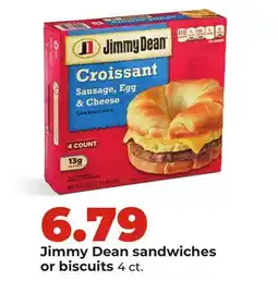 Hy-Vee Jimmy Dean sandwiches or biscuits offer
