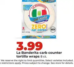 Hy-Vee La Banderita carb counter tortilla wraps offer