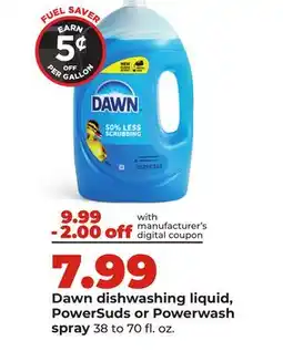 Hy-Vee Dawn dishwashing liquid, PowerSuds or Powerwash spray offer