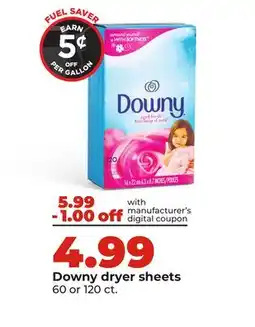 Hy-Vee Downy dryer sheets offer