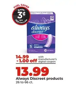 Hy-Vee Always Discreet products offer