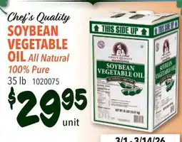 Restaurant Depot Chef's Quality SOYBEAN VEGETABLE OIL offer