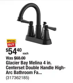 The Home Depot Glacier Bay Melina 4 in. Centerset Double Handle High-Arc Bathroom Faucet in Matte Black offer