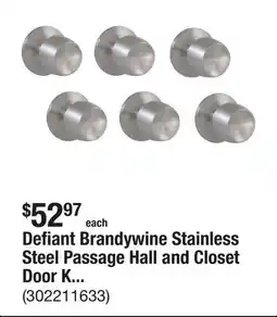 The Home Depot Defiant Brandywine Stainless Steel Passage Hall and Closet Door Knob Contractor Pack (6-Piece) offer