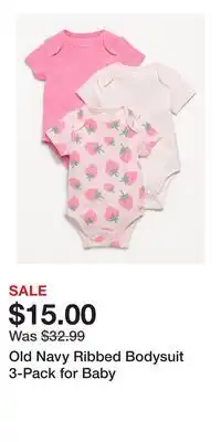 Old Navy Old Navy Ribbed Bodysuit 3-Pack for Baby offer