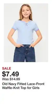 Old Navy Old Navy Fitted Lace-Front Waffle-Knit Top for Girls offer