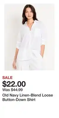 Old Navy Old Navy Linen-Blend Loose Button-Down Shirt offer
