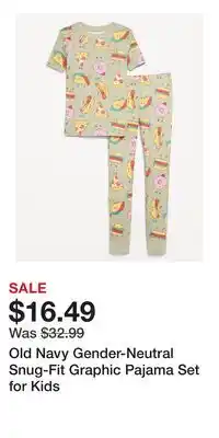 Old Navy Old Navy Gender-Neutral Snug-Fit Graphic Pajama Set for Kids offer