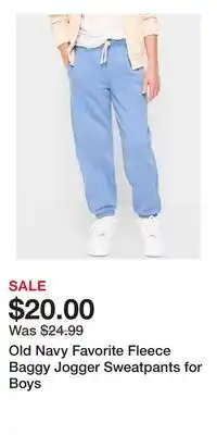Old Navy Old Navy Favorite Fleece Baggy Jogger Sweatpants for Boys offer