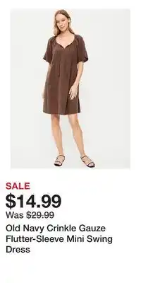 Old Navy Old Navy Crinkle Gauze Flutter-Sleeve Mini Swing Dress offer