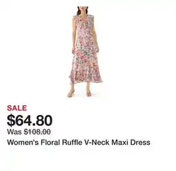 Belk Women's Floral Ruffle V-Neck Maxi Dress offer