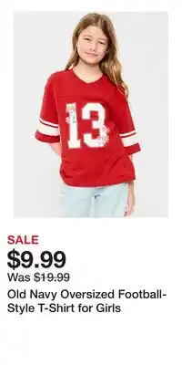 Old Navy Old Navy Oversized Football-Style T-Shirt for Girls offer