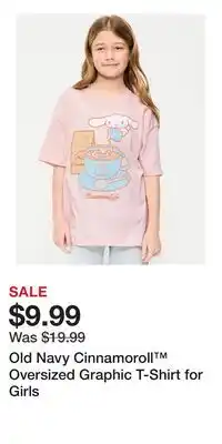 Old Navy Old Navy Cinnamoroll Oversized Graphic T-Shirt for Girls offer