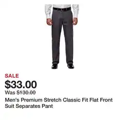 Belk Men's Premium Stretch Classic Fit Flat Front Suit Separates Pant offer